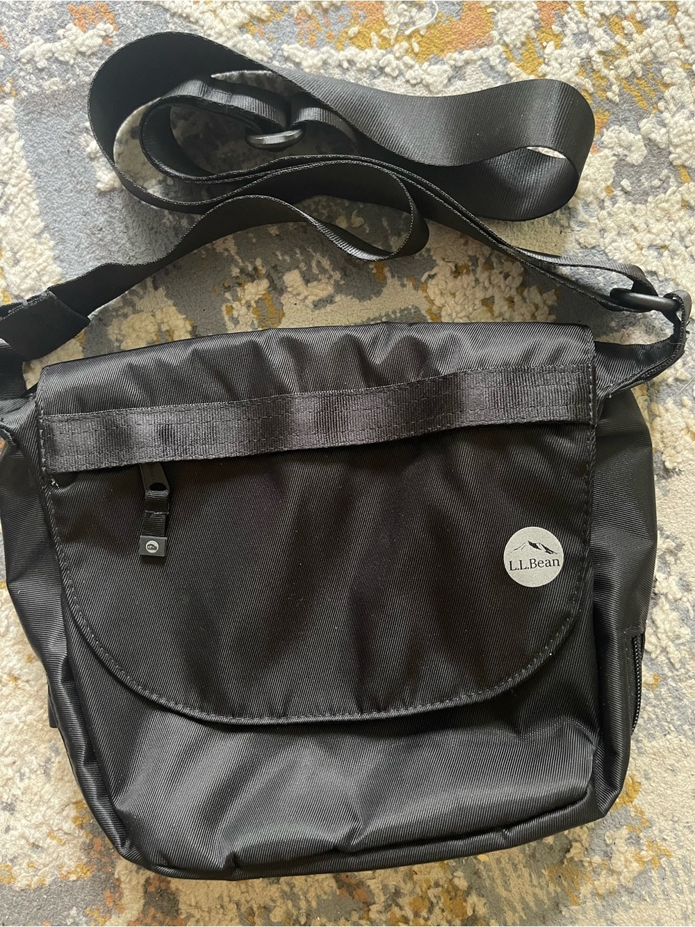 L.L. Bean Black Nylon Messenger Crossbody Bag